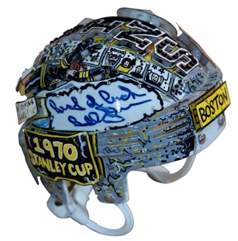 Bobby Orr Signed & Inscribed Charles Fazzino 3D Artwork Mini Helmet (JSA)
